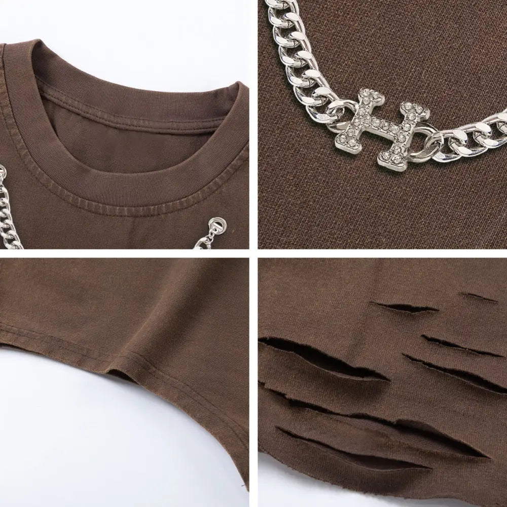 Chain Detail Sleeveless Punk Tank Top – Loose Streetwear | same ANTHEM