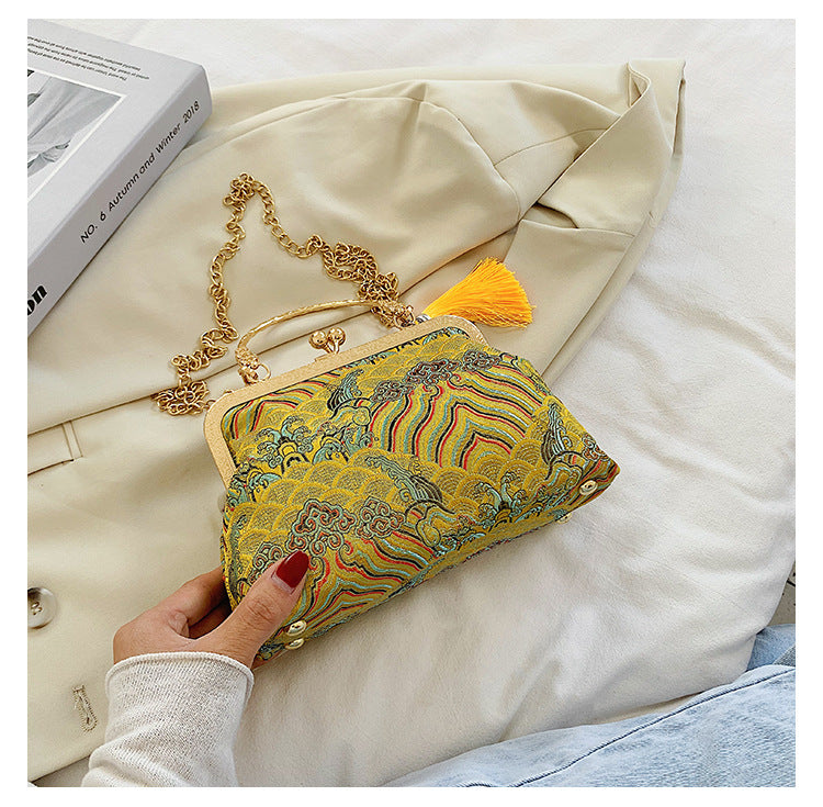 Cheongsam Embroidered Handbag – Poetic Streetwear | same ANTHEM - Junming Yellow / Double L