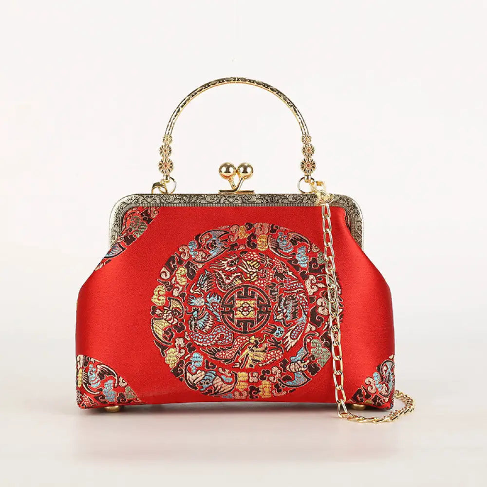 Cheongsam Embroidered Handbag – Poetic Streetwear | same ANTHEM - National Style Red / Double L