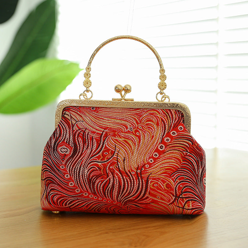 Cheongsam Embroidered Handbag – Poetic Streetwear | same ANTHEM - Peacock Feathers Red / Double L