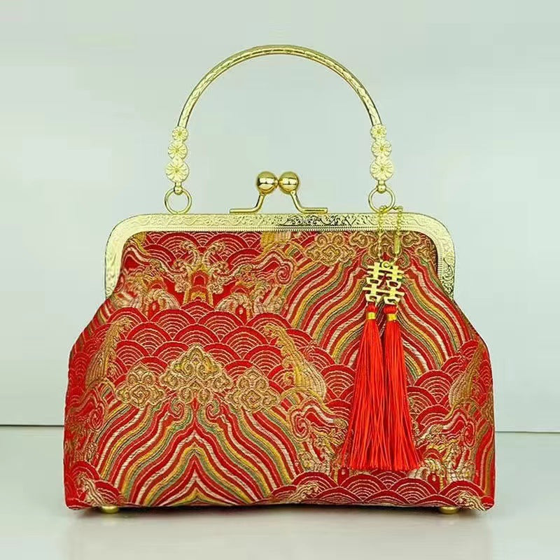 Cheongsam Embroidered Handbag – Poetic Streetwear | same ANTHEM - Happy Red / Double L