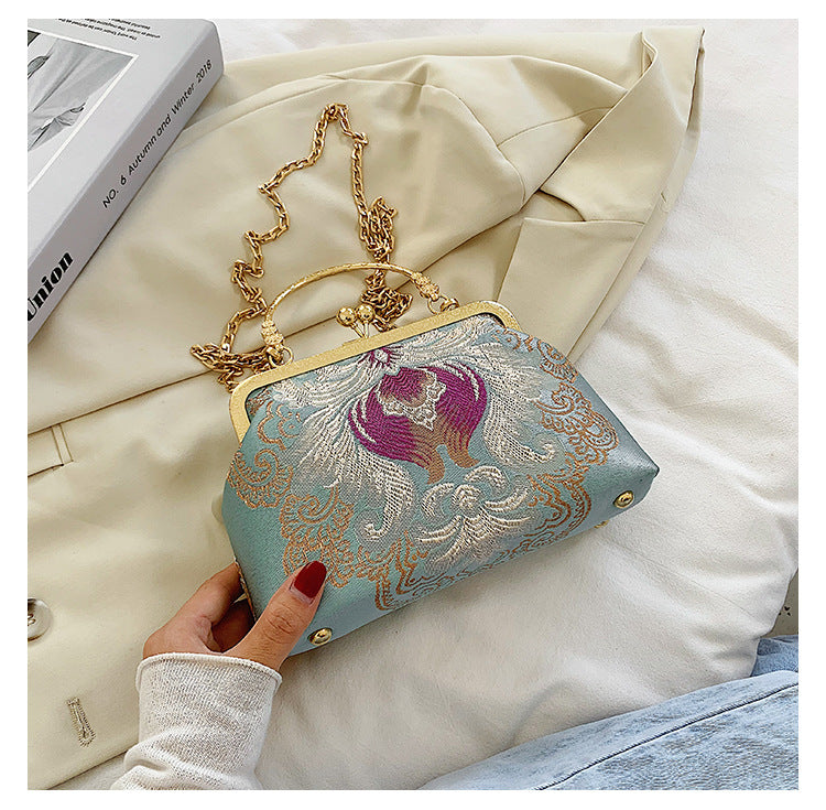 Cheongsam Embroidered Handbag – Poetic Streetwear | same ANTHEM - Lake Blue Embroidery / Double L