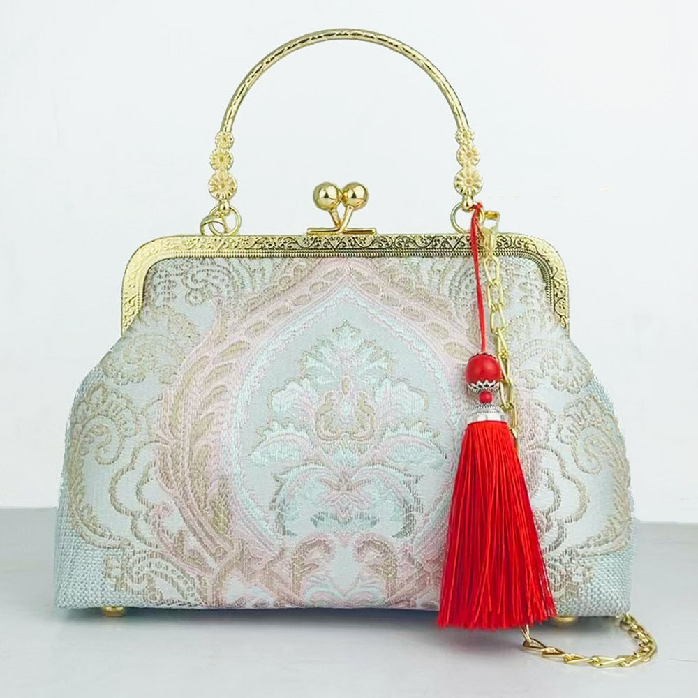 Cheongsam Embroidered Handbag – Poetic Streetwear | same ANTHEM - Pink Tassel / Double L