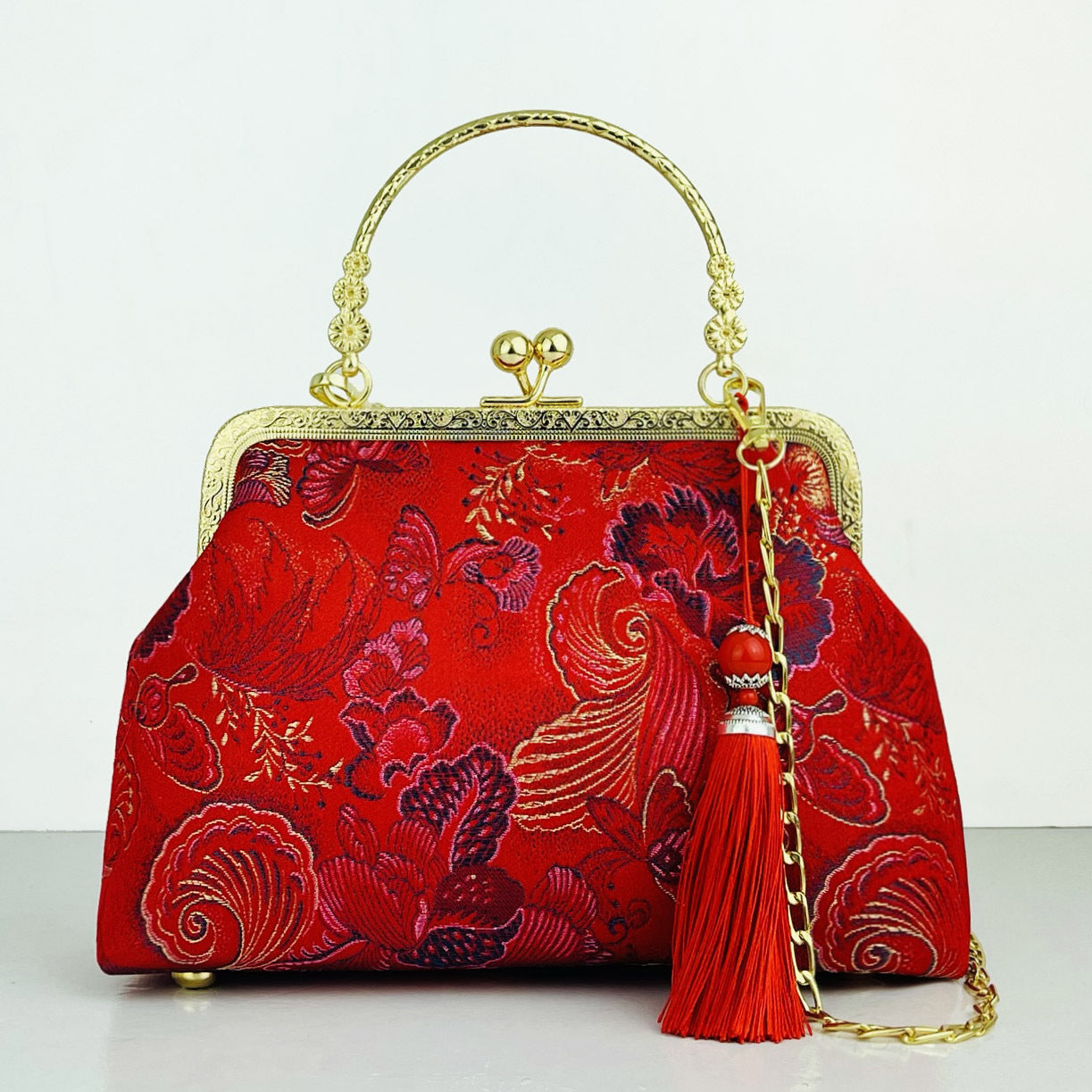 Cheongsam Embroidered Handbag – Poetic Streetwear | same ANTHEM - Red Tassel / Double L