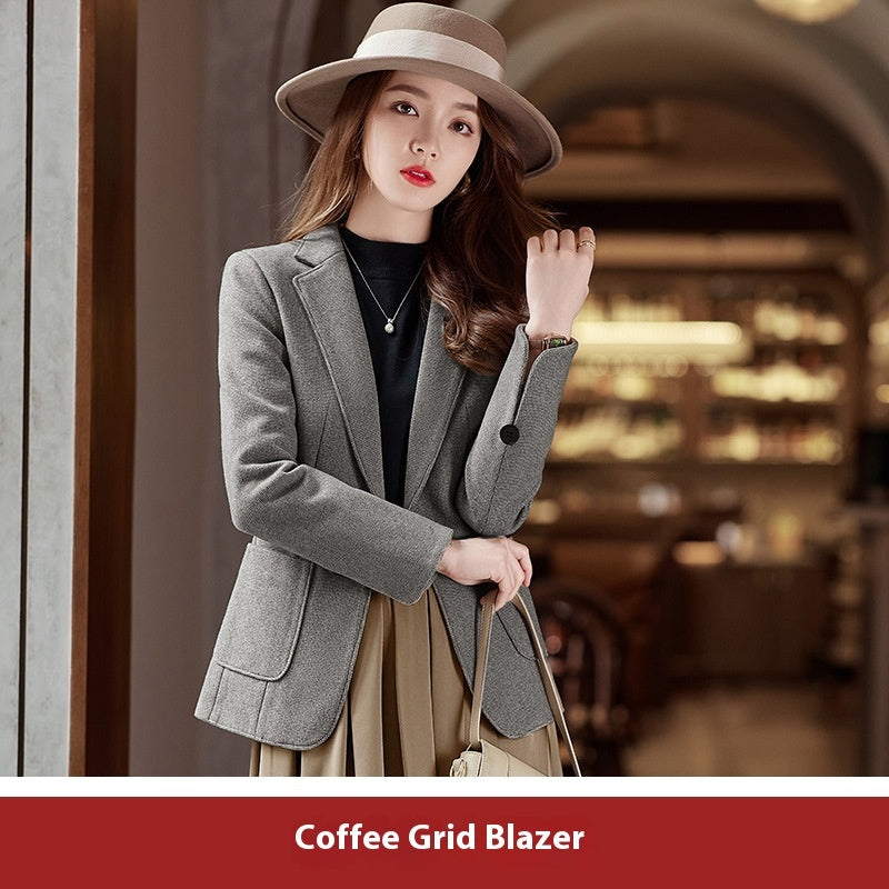 Women’s Coat Loose Drooping Small Tailored Suit Top - Brown / 3XL - Bag