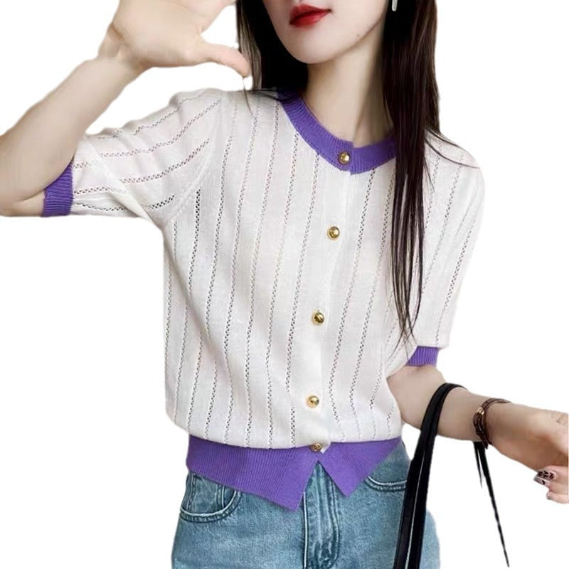 Chic Contrast Color Knitted Sweater – French Style for Lovers & Soulmates | same ANTHEM - Top