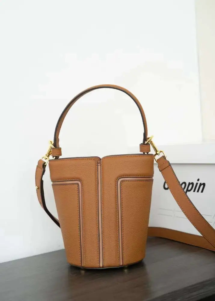 Chic Cowhide Tote Shoulder Bag | Timeless French Style | same ANTHEM - Golden Brown / 19x19x13cm - Bag