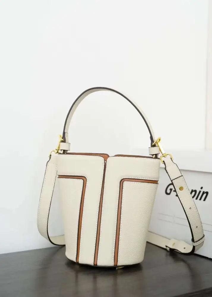 Chic Cowhide Tote Shoulder Bag | Timeless French Style | same ANTHEM - Beige / 19x19x13cm - Bag