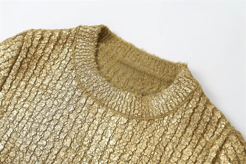 Chic Gold Crack Knit Sweater – same ANTHEM.