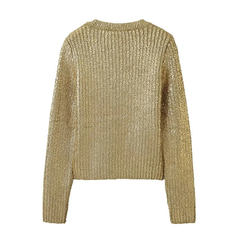 Chic Gold Crack Knit Sweater – same ANTHEM.