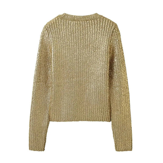 Chic Gold Crack Knit Sweater – same ANTHEM.