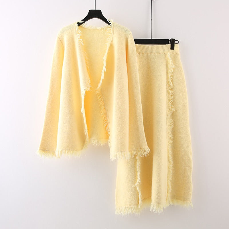 Chic Knitted Two-Piece Skirt Set – same ANTHEM - yellow / one size