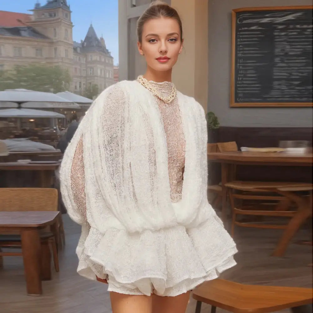 Chic Mesh French Dress – same ANTHEM - White / S