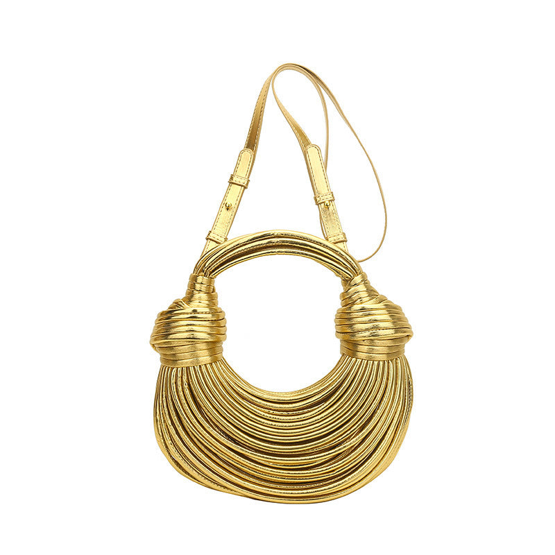 Chic Metal Noodles Underarm Bag | Timeless French Style | same ANTHEM - Gold - Bag