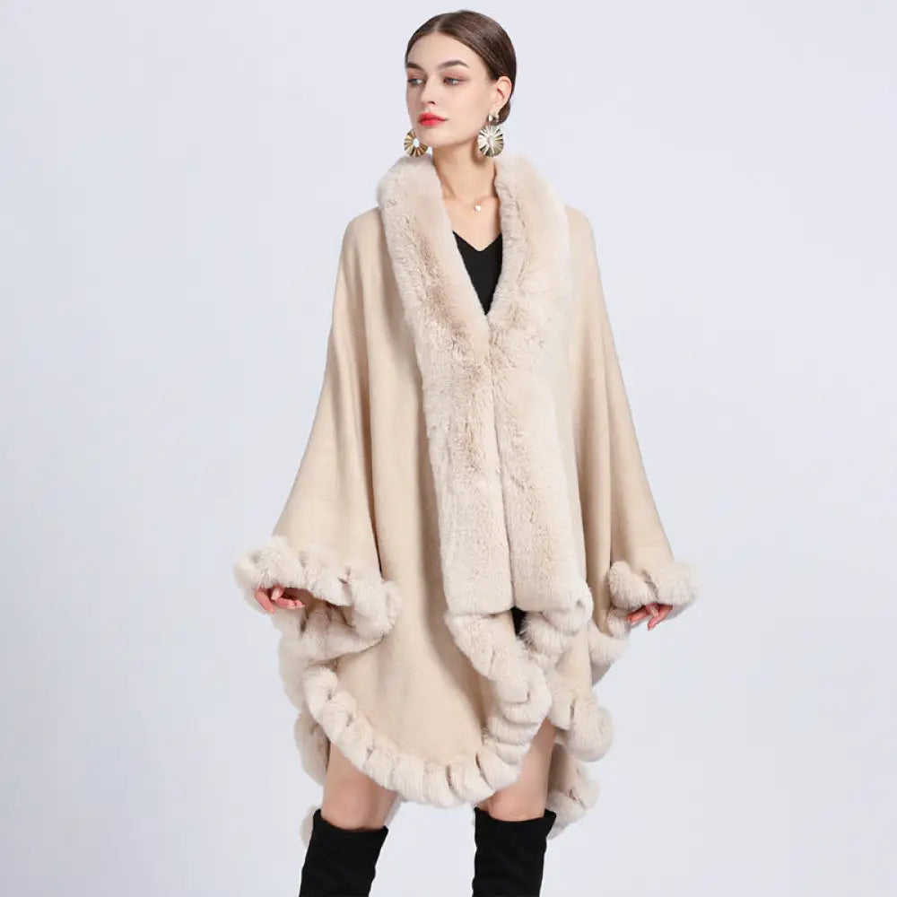 Chic Oversized Fur Collar Cardigan | same ANTHEM Jackets - Beige / Free Size - Jacket