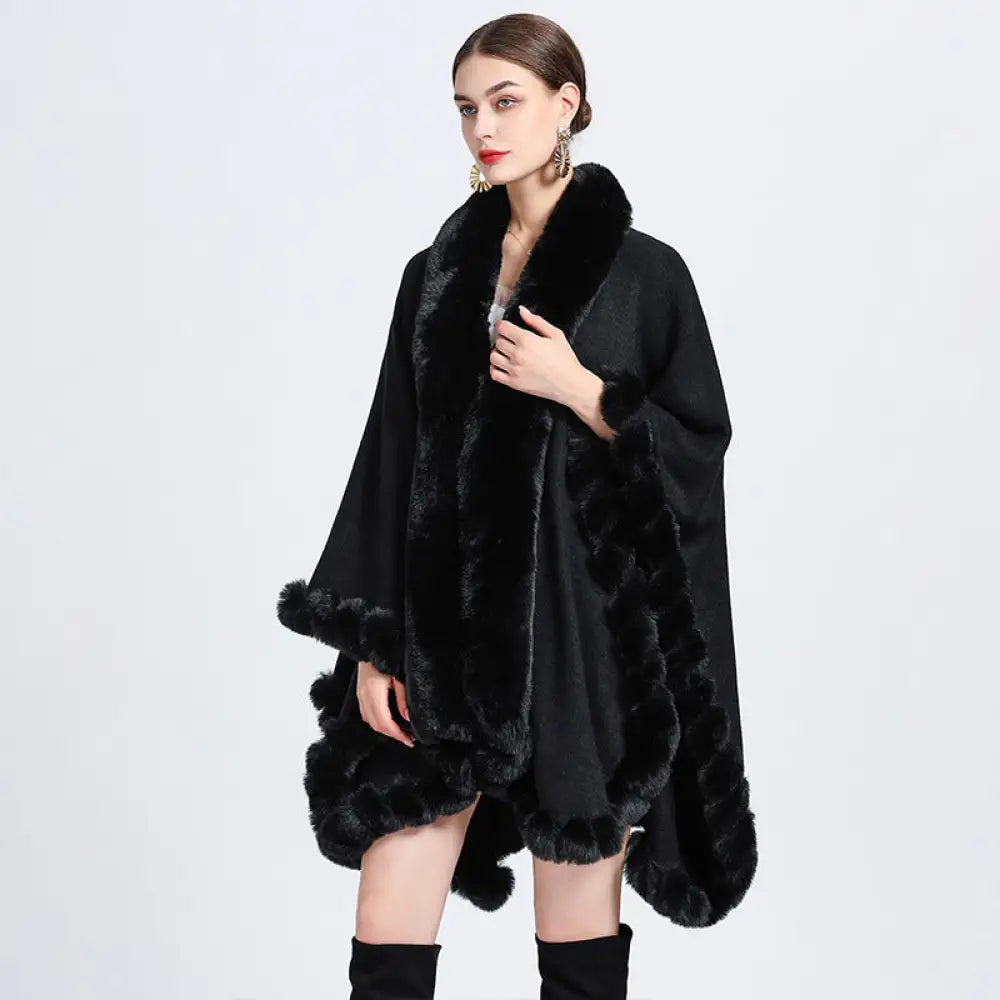 Chic Oversized Fur Collar Cardigan | same ANTHEM Jackets - Black / Free Size - Jacket