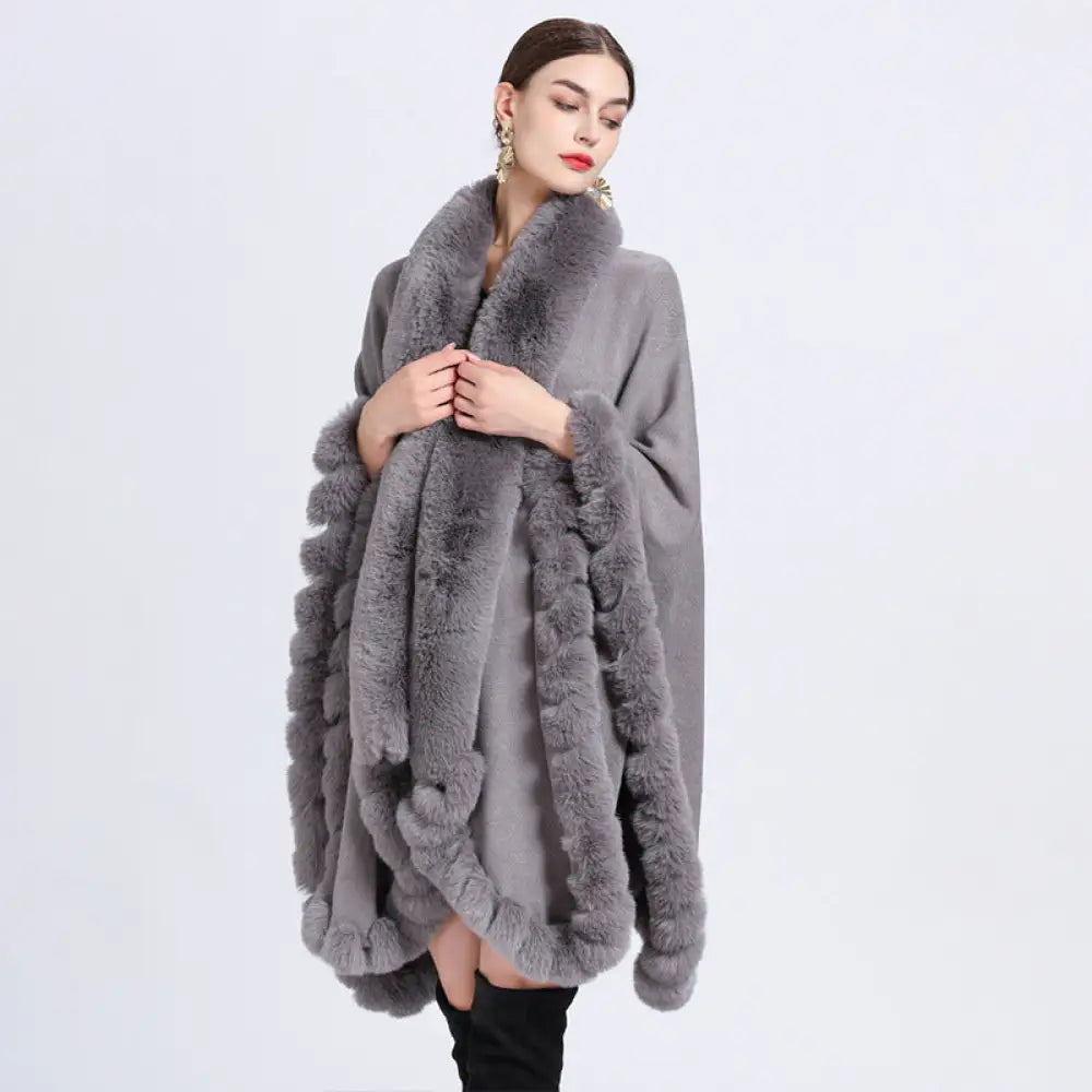Chic Oversized Fur Collar Cardigan | same ANTHEM Jackets - Gray / Free Size - Jacket