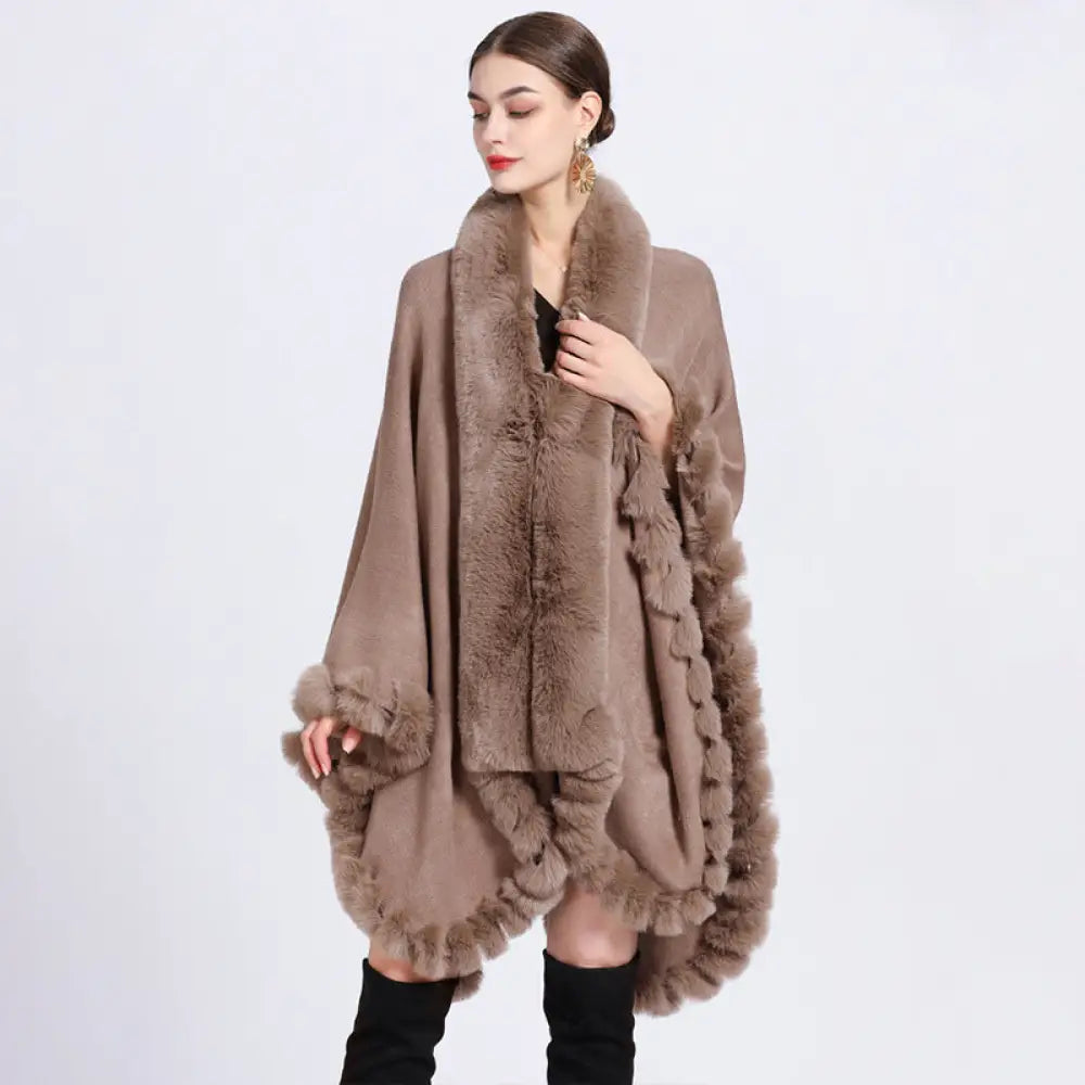 Chic Oversized Fur Collar Cardigan | same ANTHEM Jackets - Khaki / Free Size - Jacket