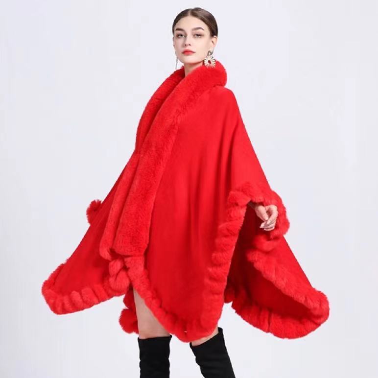 Chic Oversized Fur Collar Cardigan | same ANTHEM Jackets - Red / Free Size - Jacket