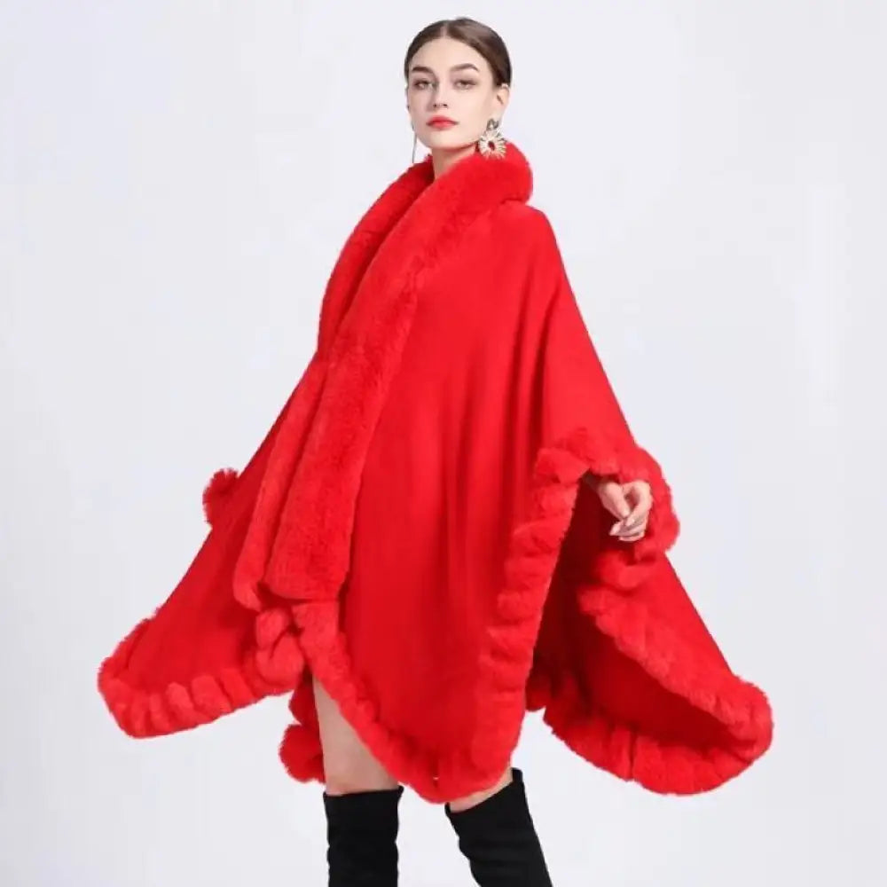Chic Oversized Fur Collar Cardigan | same ANTHEM Jackets - Red / Free Size - Jacket