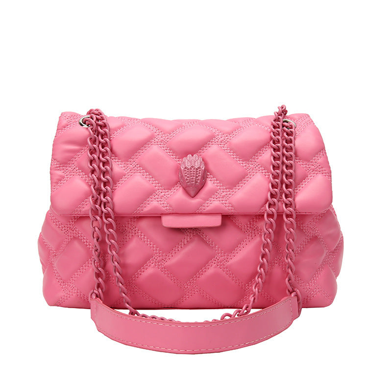 Chic Plaid Embossed Chain Shoulder Bag | Timeless Glamour | same ANTHEM - Pink - Bag
