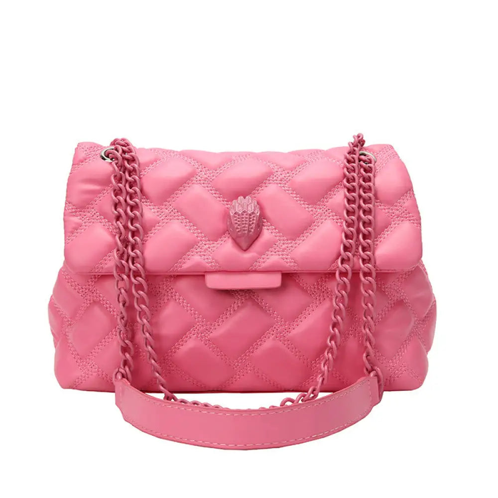 Chic Plaid Embossed Chain Shoulder Bag | Timeless Glamour | same ANTHEM - Pink - Bag