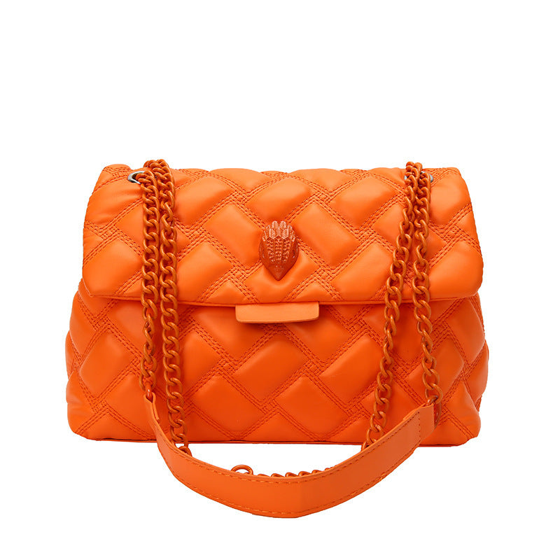 Chic Plaid Embossed Chain Shoulder Bag | Timeless Glamour | same ANTHEM - Orange - Bag