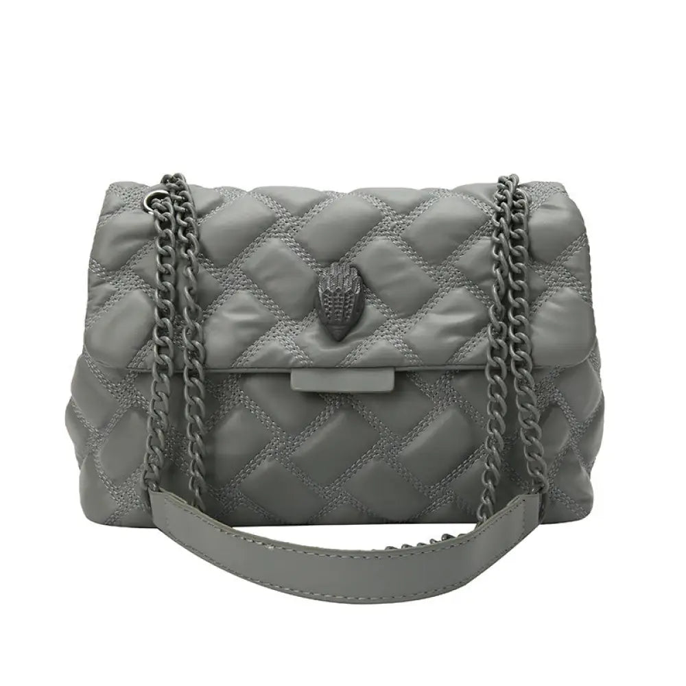 Chic Plaid Embossed Chain Shoulder Bag | Timeless Glamour | same ANTHEM - Gray - Bag