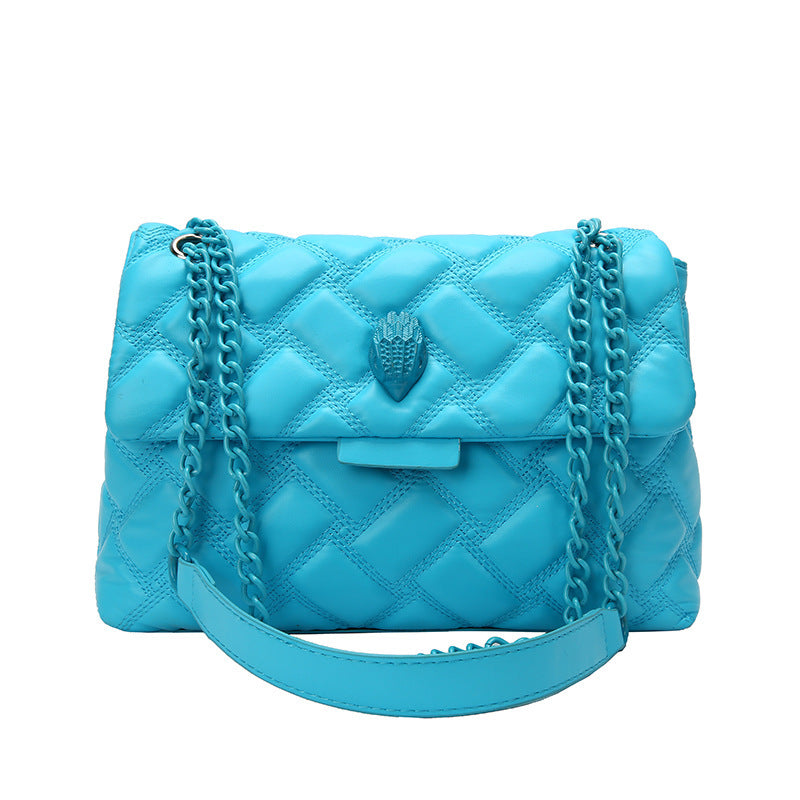 Chic Plaid Embossed Chain Shoulder Bag | Timeless Glamour | same ANTHEM - Blue - Bag