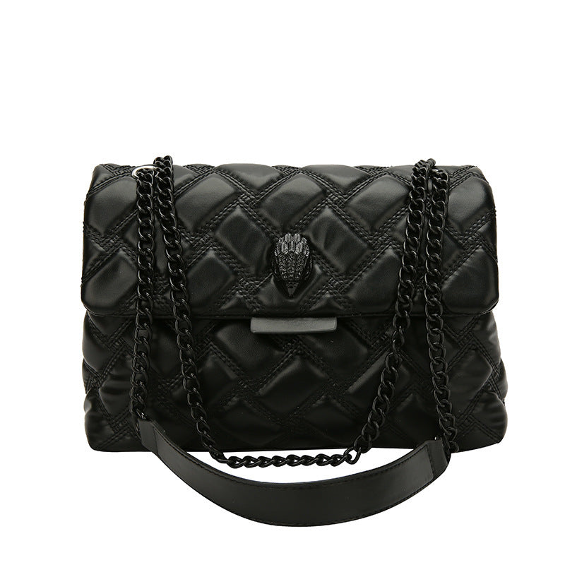 Chic Plaid Embossed Chain Shoulder Bag | Timeless Glamour | same ANTHEM - Black - Bag