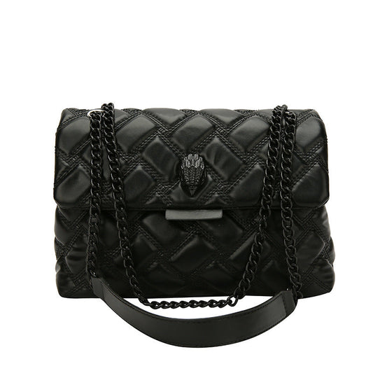 Chic Plaid Embossed Chain Shoulder Bag | Timeless Glamour | same ANTHEM - Black - Bag