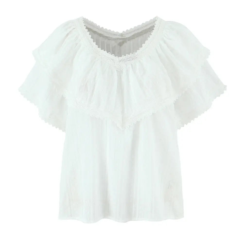 Chic Romantic Lace Loose Top Women | Elegant Everyday Streetwear | same ANTHEM. - White / S