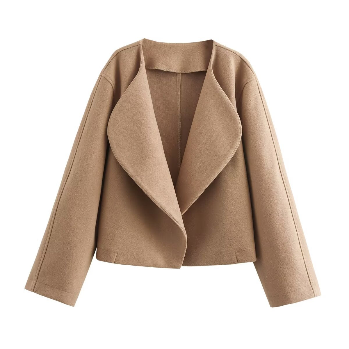 Chic Woolen Suit Collar Cardigan Jacket | same ANTHEM - camel / S