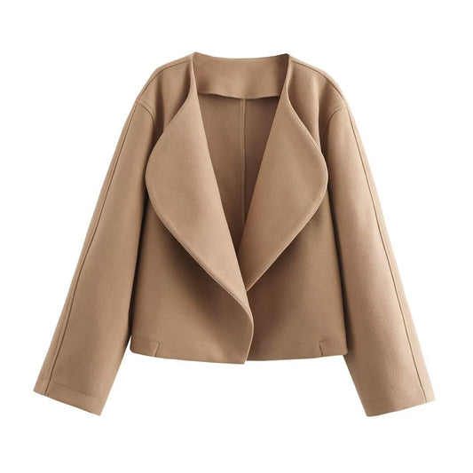Chic Woolen Suit Collar Cardigan Jacket | same ANTHEM - camel / S