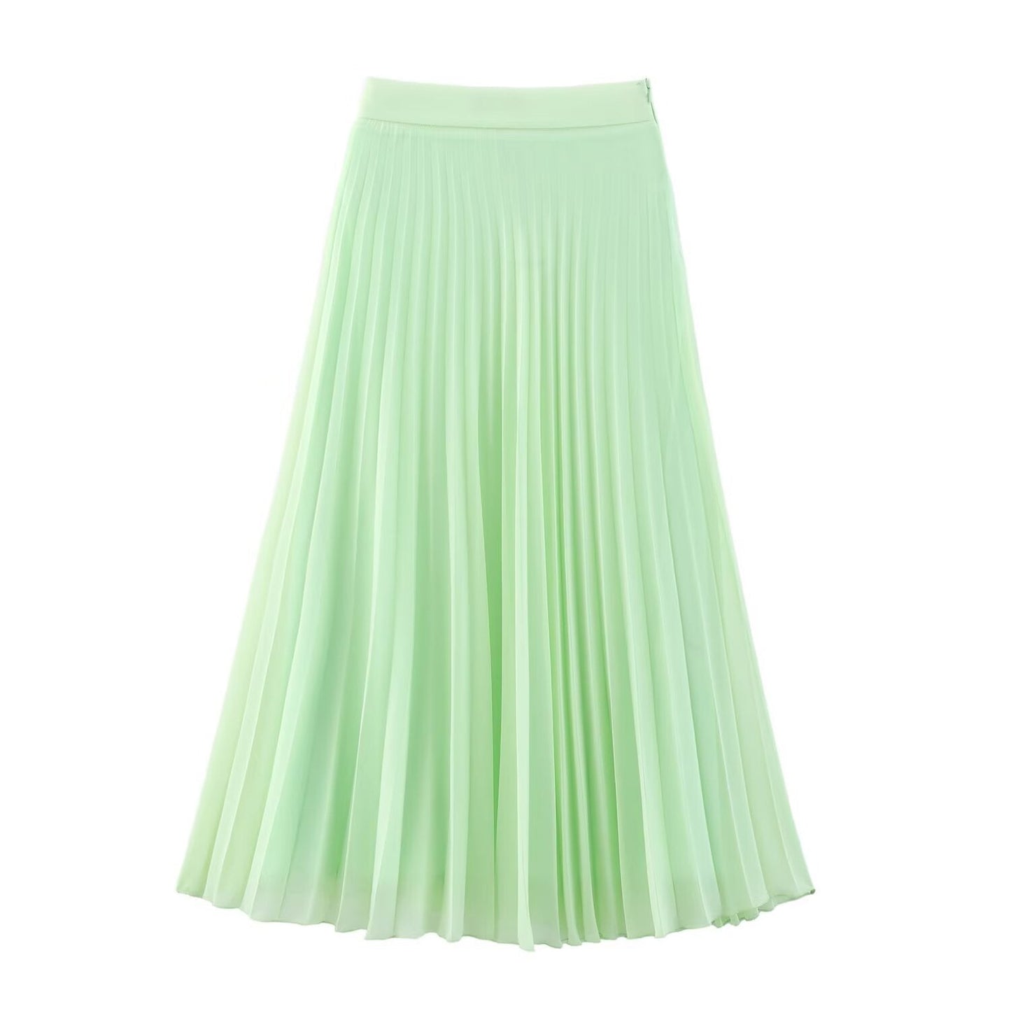 Chiffon Pleated Mid Length Skirt – dreamy soulmate streetwear | same ANTHEM. - light green / XS
