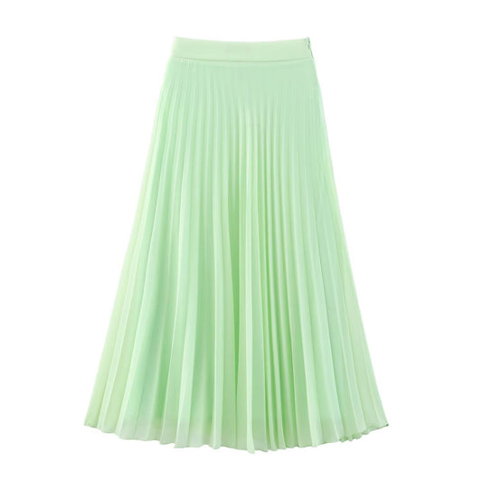 Chiffon Pleated Mid Length Skirt – dreamy soulmate streetwear | same ANTHEM. - light green / XS