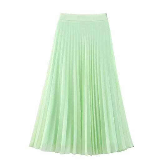 Chiffon Pleated Mid Length Skirt – dreamy soulmate streetwear | same ANTHEM. - light green / XS