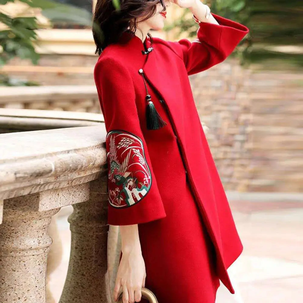 Chinese Embroidered Wool Coat | same ANTHEM. - Jacket