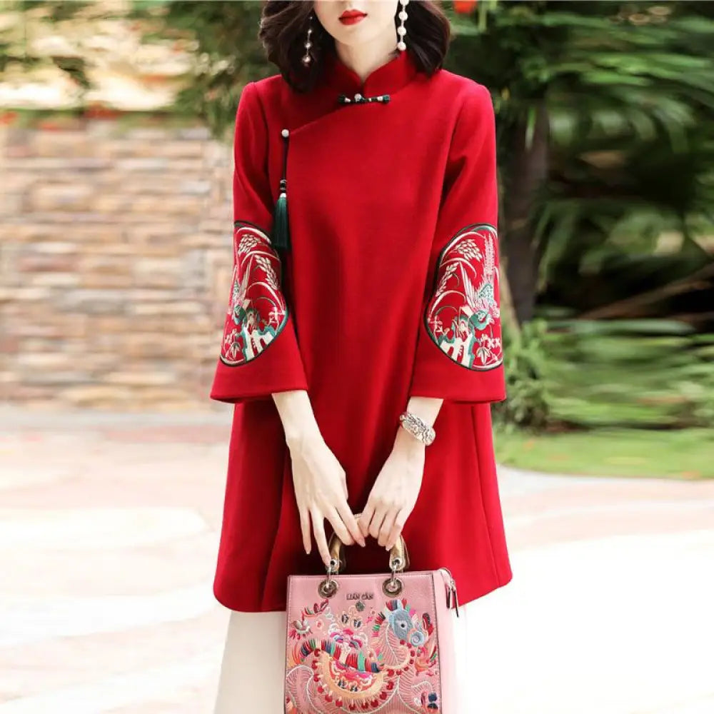 Chinese Embroidered Wool Coat | same ANTHEM. - Jacket