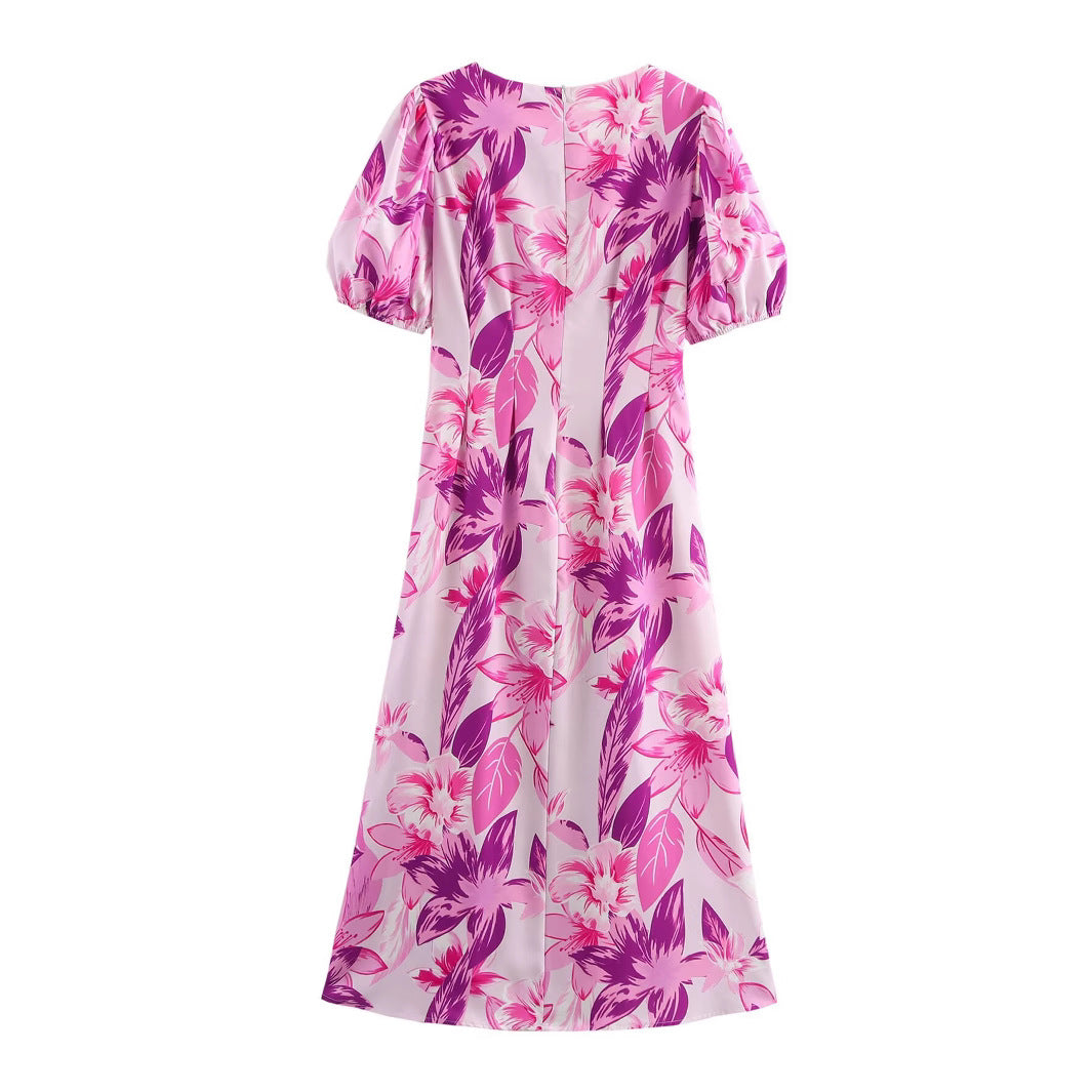 Cinched Waist Stretch Print Dress – Romantic Everyday Streetwear | same ANTHEM