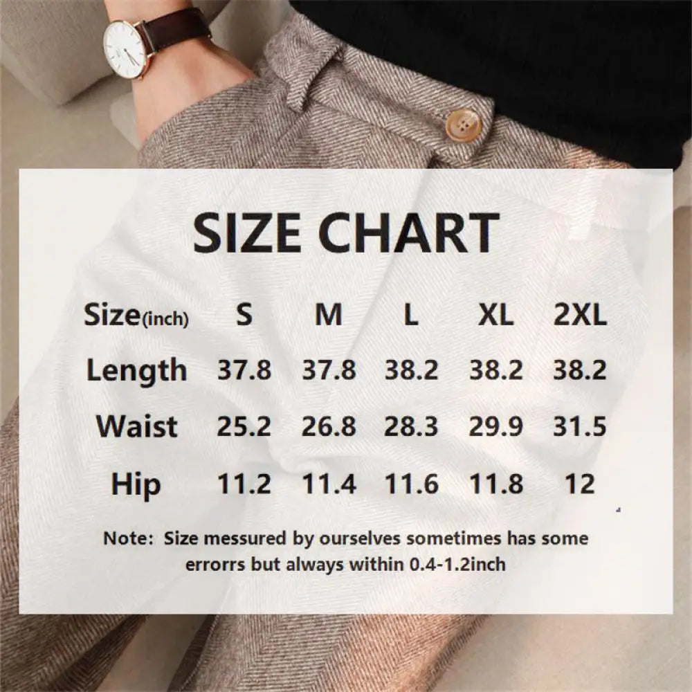 Women’s Solid Color Wool-Like Tapered Trousers Classic Ankle-Length Pants For Office And Formal Wear - Pants