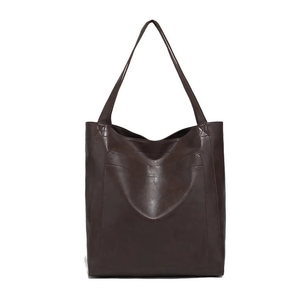 Classic Chic Soft PU Leather Tote – same ANTHEM | Made for Lovers & Soulmates - dark coffee
