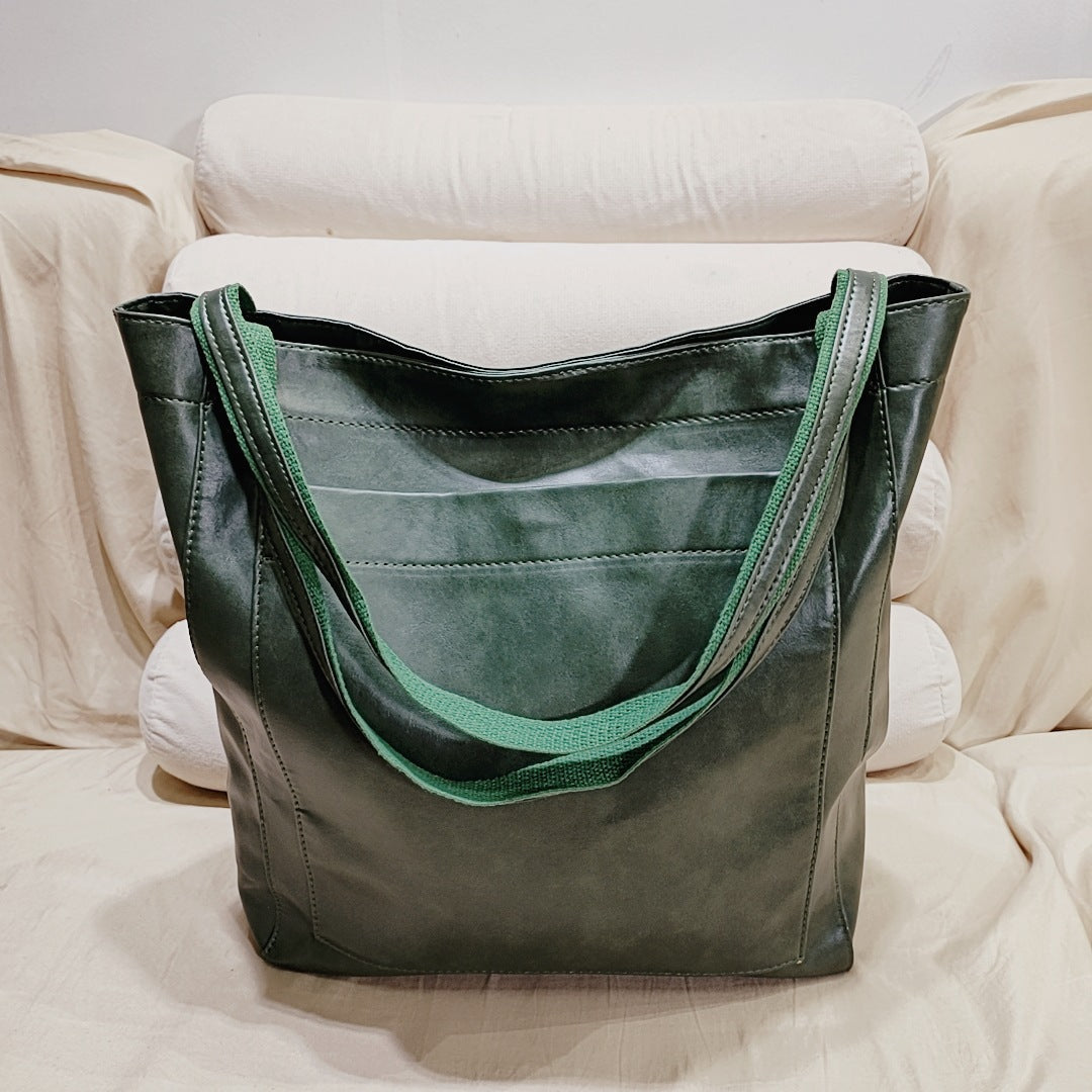 Classic Chic Soft PU Leather Tote – same ANTHEM | Made for Lovers & Soulmates - green