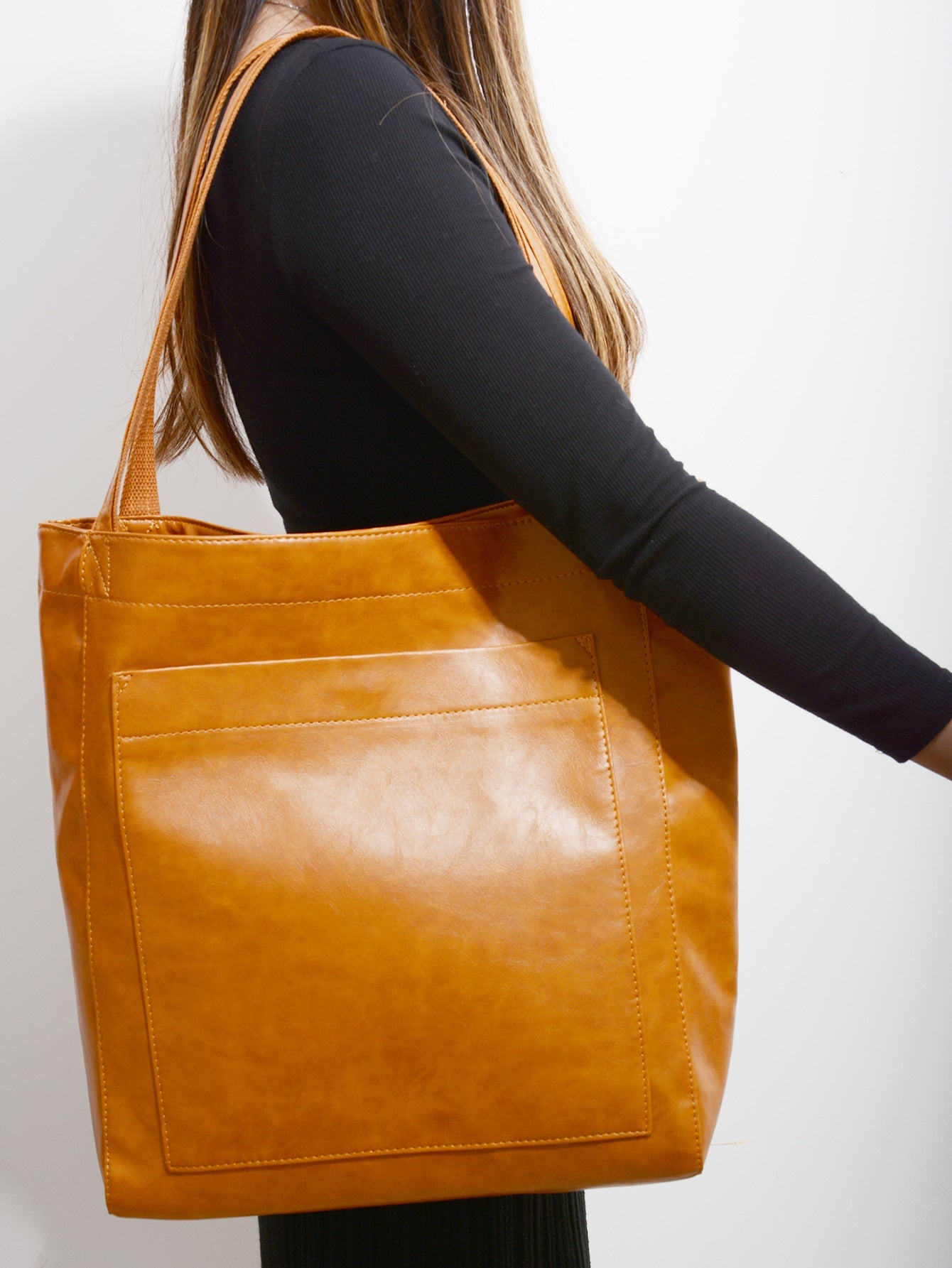 Classic Chic Soft PU Leather Tote – same ANTHEM | Made for Lovers & Soulmates - yellow