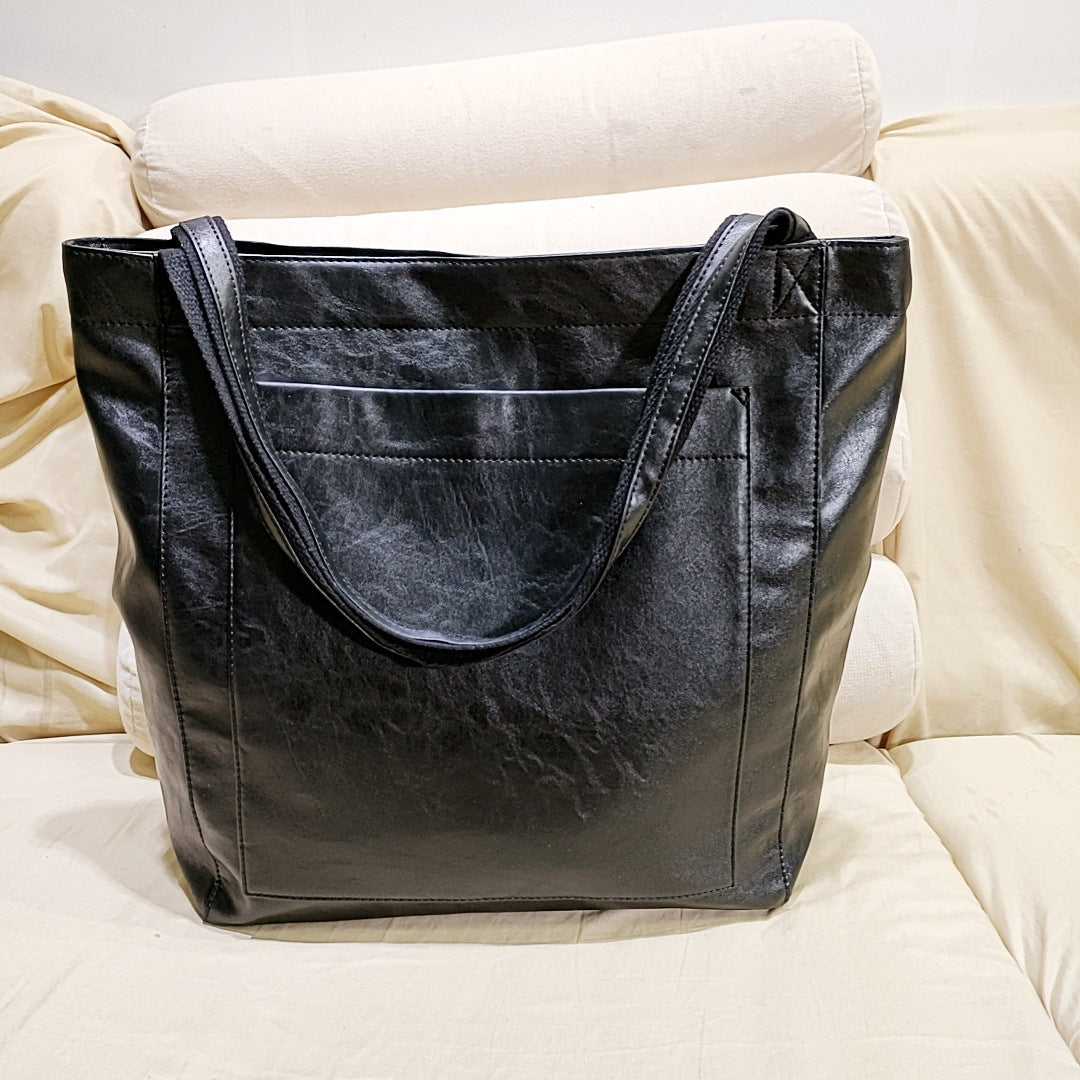Classic Chic Soft PU Leather Tote – same ANTHEM | Made for Lovers & Soulmates - black