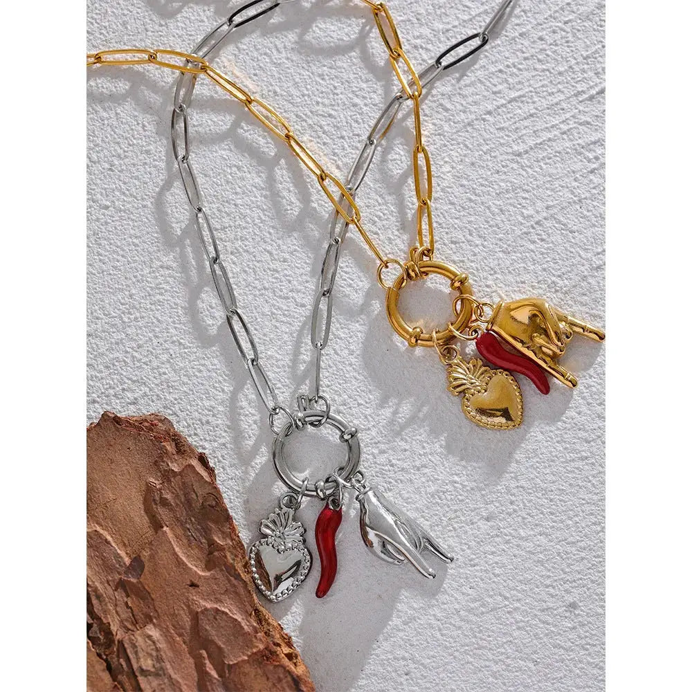 Classic Horn Sacred Heart Pendant Necklace | Boho Chic Soulmate Jewelry | same ANTHEM
