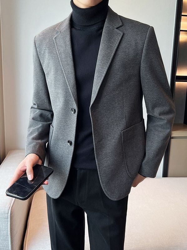 Classic Lightly Mature Woolen Blazer | Elegant Business & Dinner Suit Jacket | same ANTHEM - Gray / L
