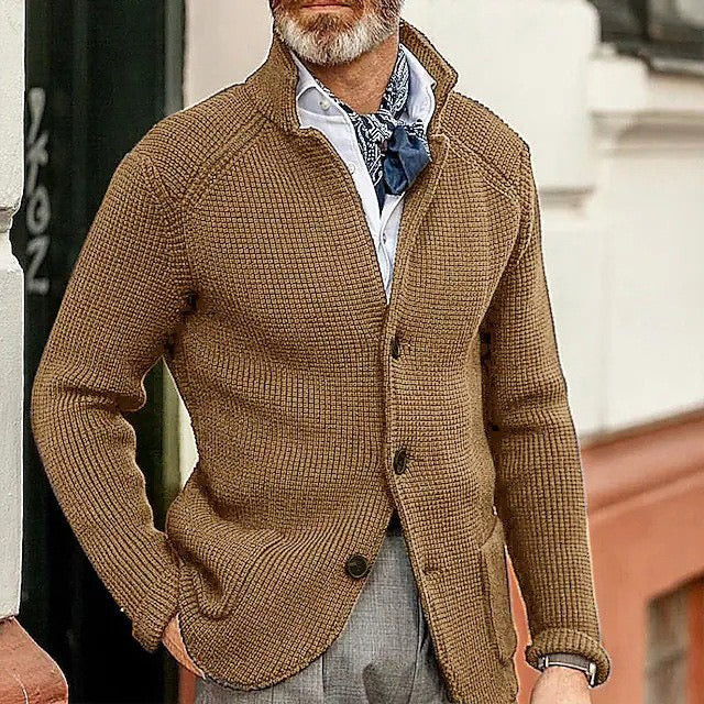 Classic Men’s Sweater Cardigan | Business Casual | same ANTHEM. - Camel color / S