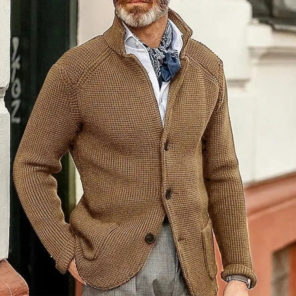 Classic Men’s Sweater Cardigan | Business Casual | same ANTHEM. - Camel color / S