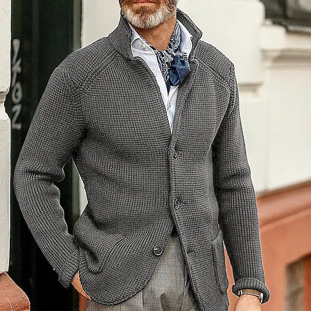 Classic Men’s Sweater Cardigan | Business Casual | same ANTHEM. - Dark gray / S